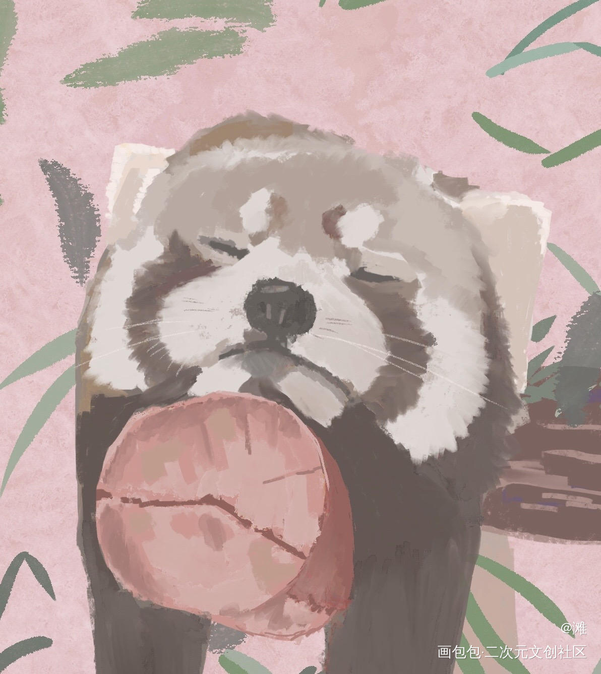 小熊猫_小熊猫日系动物头像绘画作品