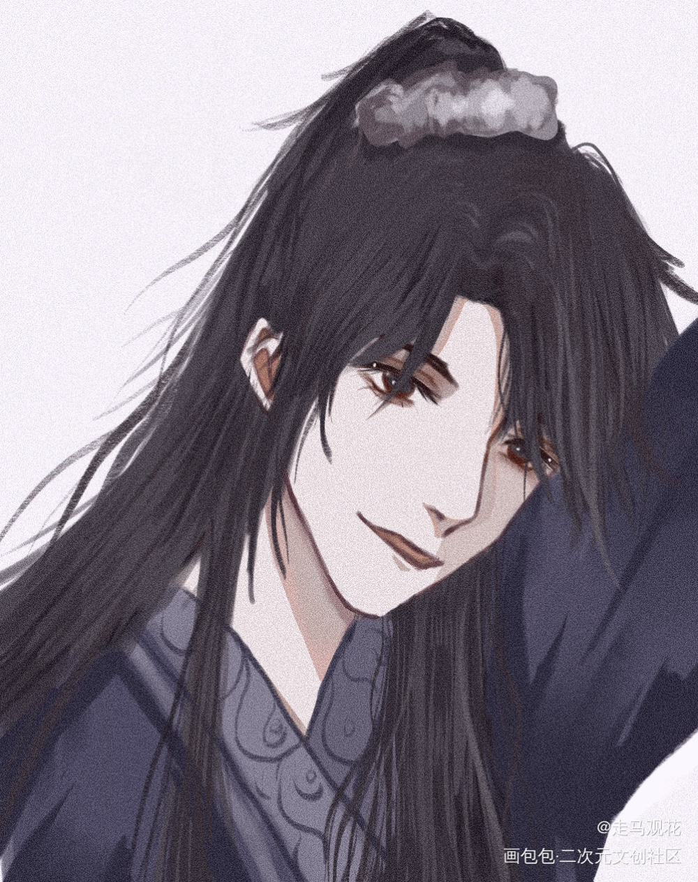 墨燃_二哈和他的白猫师尊墨燃平涂同人绘画作品