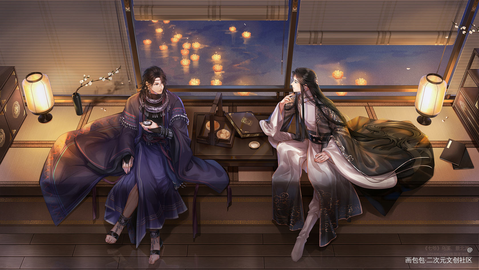 七爷_七爷七爷景七乌溪景北渊平涂插画priest绘画作品