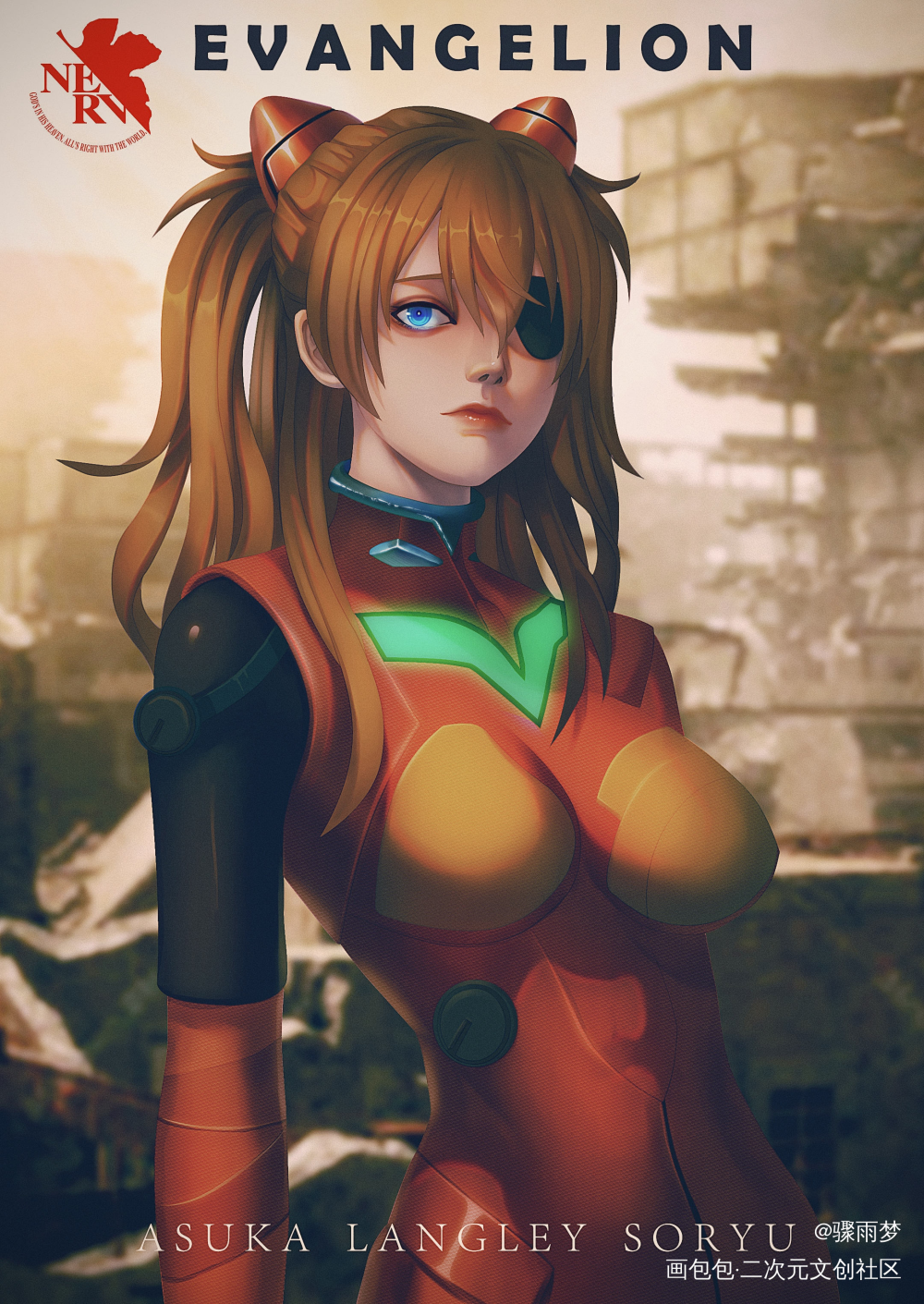 EVA-明日香_EVA明日香厚涂插画同人新世纪福音战士绘画作品