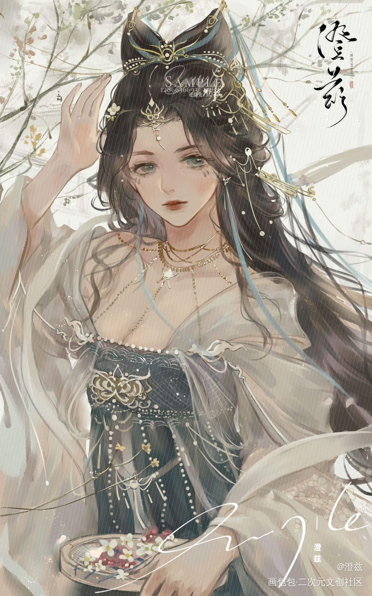 古风民国风御姐插画稿件_古风厚涂平涂插画古风插画付费委托约稿oc绘画作品