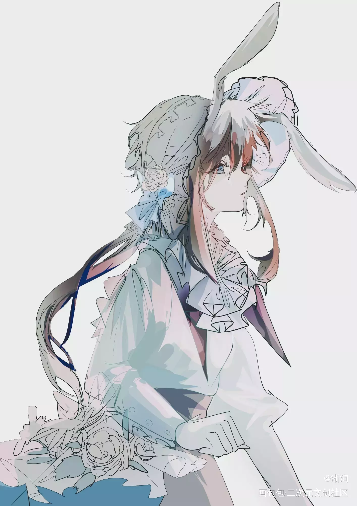 阿米娅_明日方舟阿米娅平涂日系插画绘画作品