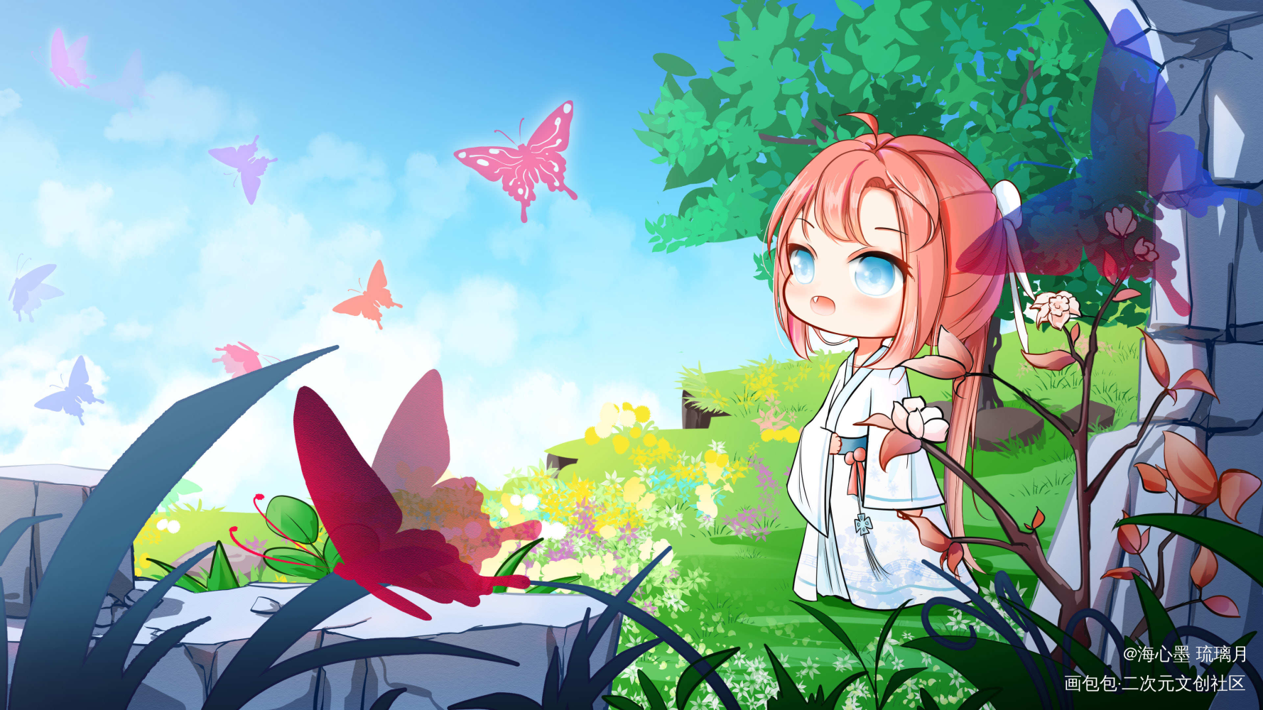 【璃月】想出去走走_平涂Q版插画原创oc绘画作品