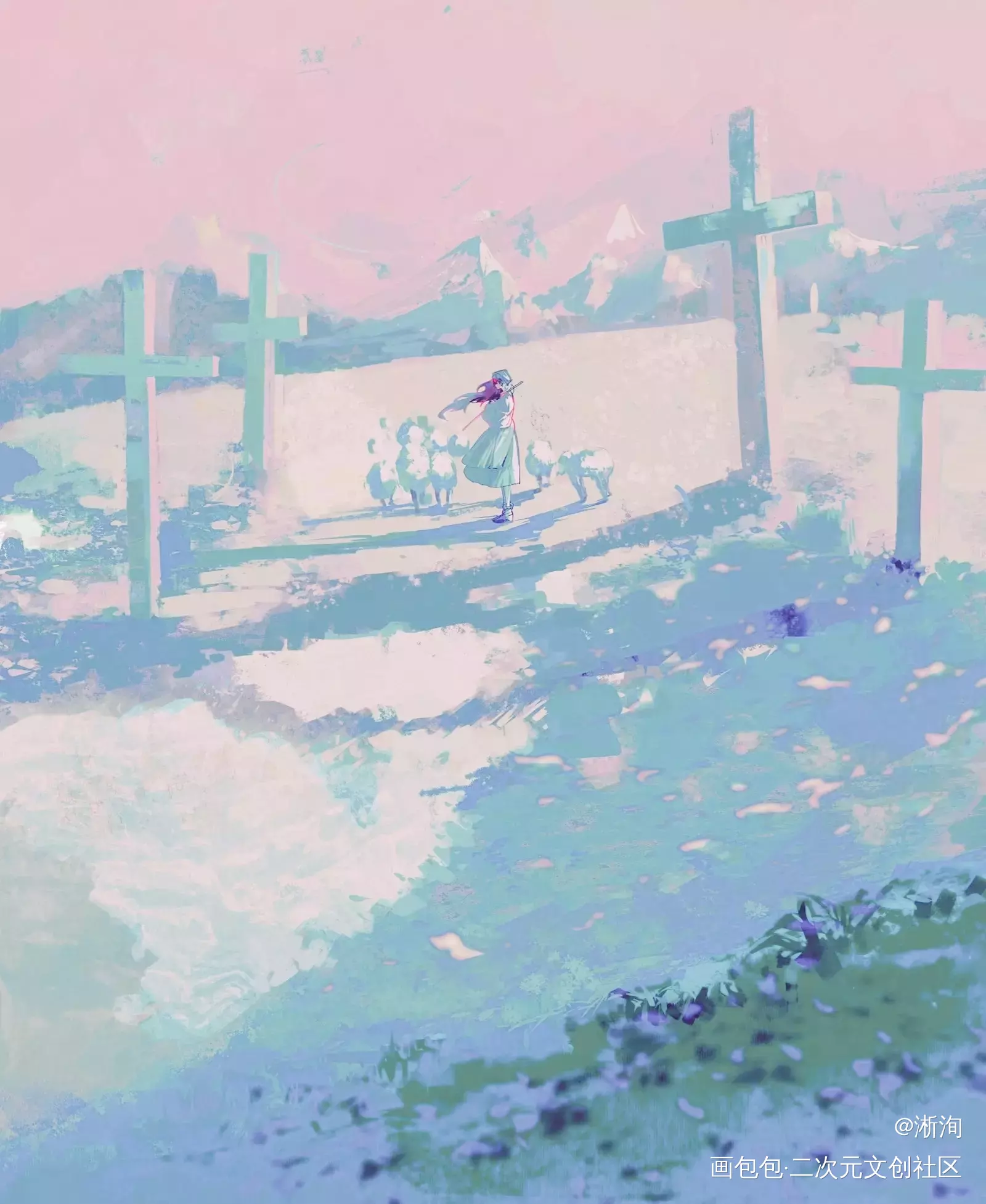 春潮_平涂日系我要上首推插画原创oc绘画作品