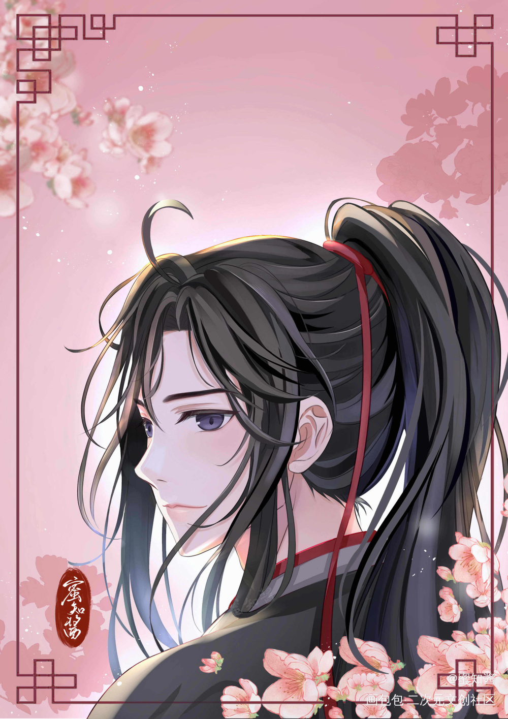 忘羡回眸情头-蜜知酱绘_魔道祖师忘羡蓝忘机魏无羡魏无羡蓝忘机平涂日系我要上首推头像插画同人魔道祖师，天官赐福魔道祖师等绘画作品