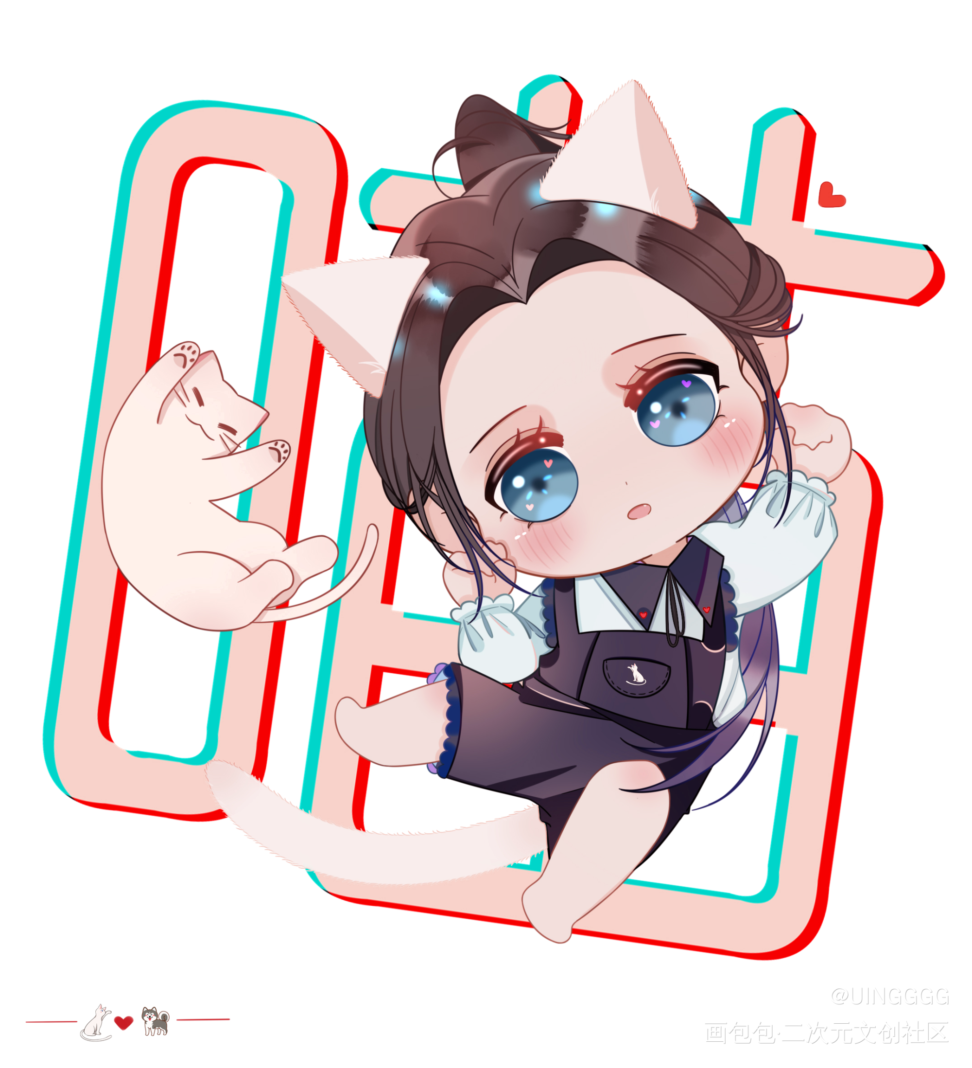 可爱暴击！_二哈和他的白猫师尊绘画作品