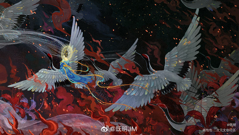 涅槃～_古风壁纸水墨中国风古风人物古风水彩插画古风插画古风美女原创绘画作品