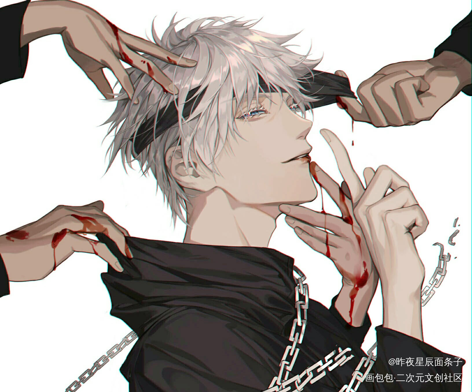 _咒术回战五条悟厚涂日系插画同人绘画作品