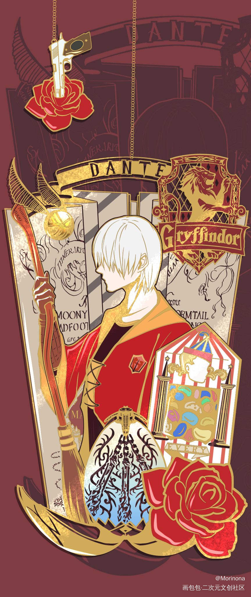 【DMC】鬼泣x哈利波特_鬼泣5dantevergil平涂同人周边设计DMC鬼泣绘画作品