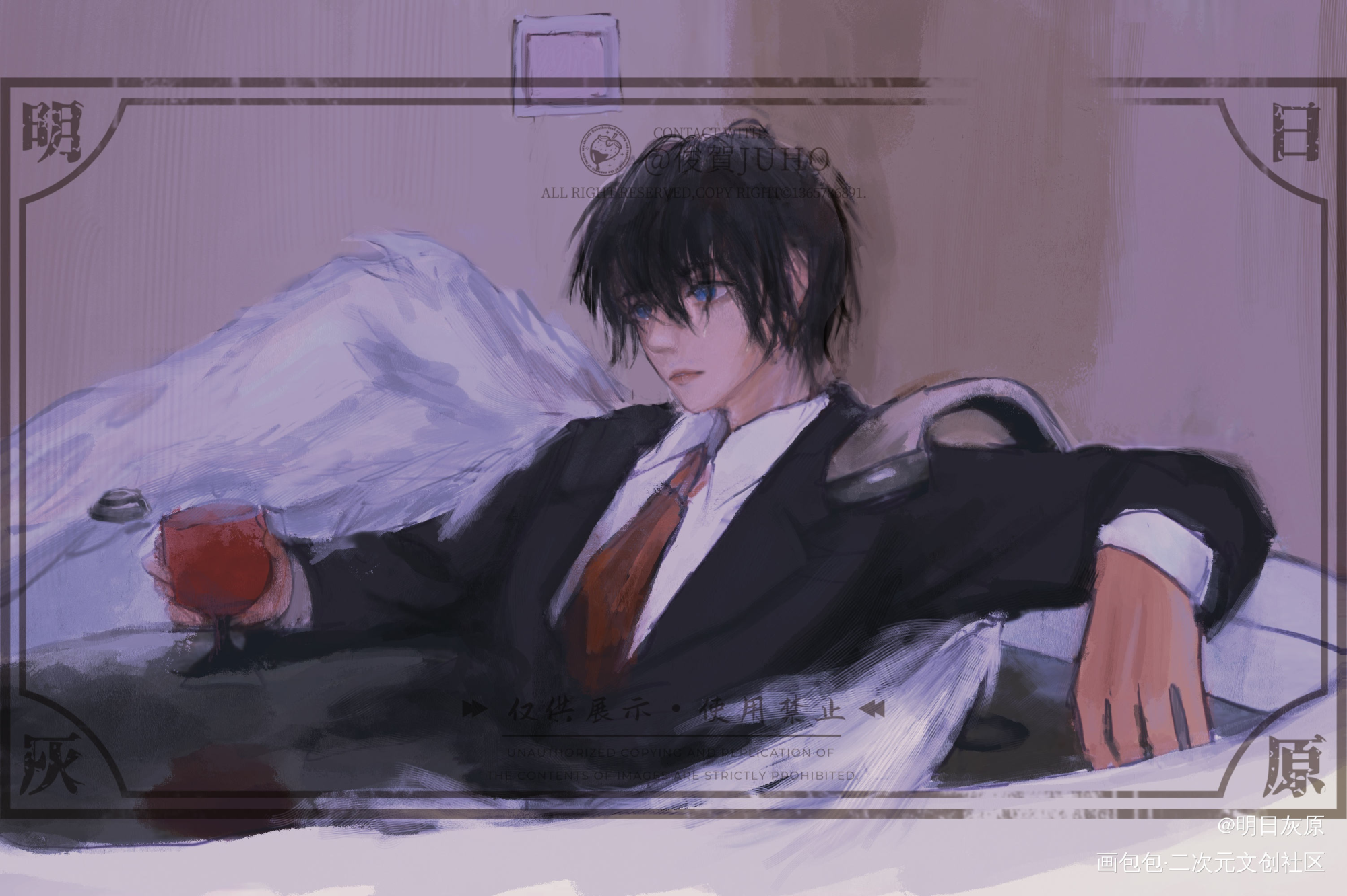 “能想清楚，或许我也不会失眠”_摸鱼绘画原创oc绘画作品