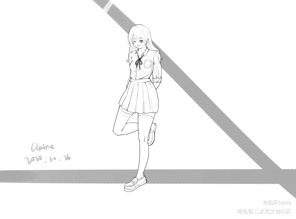 我好喜欢画jk小姐姐_插画原创oc绘画作品