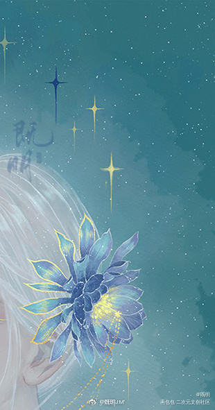 蓦首～_水墨古风水彩头像插画古风插画古风美女原创绘画作品
