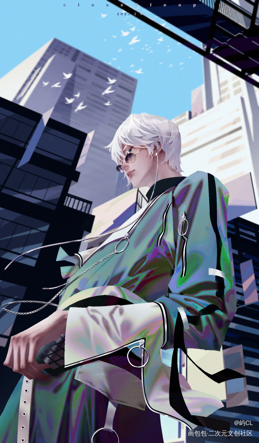 奇迹悟悟（不是）服装有参考_咒术回战五条悟厚涂插画同人绘画作品