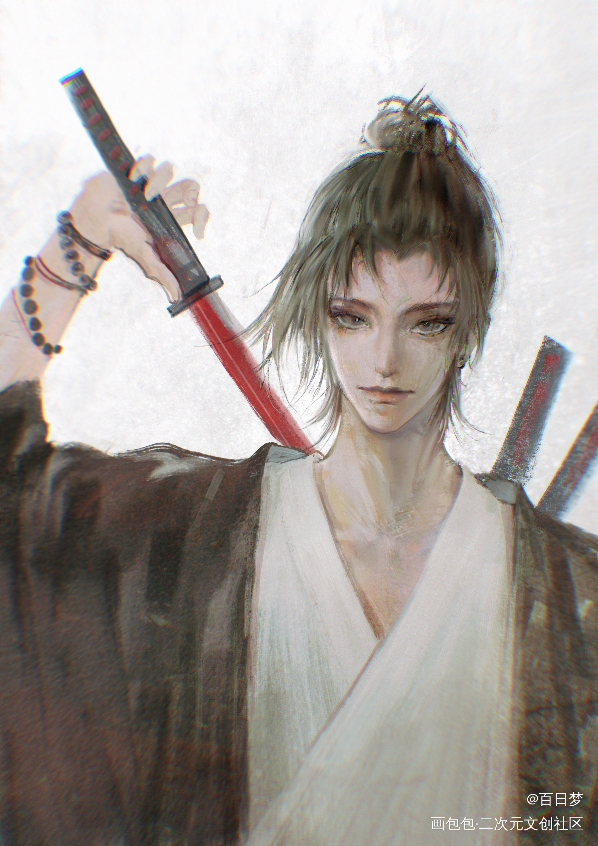 侠客pa夏油杰，改了一点发型_咒术回战夏油杰日系插画同人绘画作品