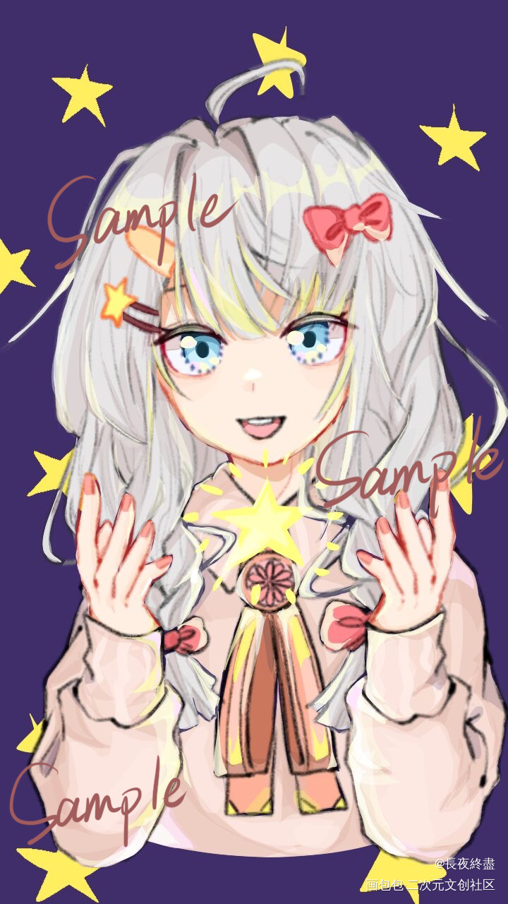 和朋友的合绘_平涂日系原创oc绘画作品