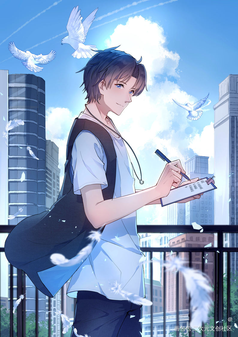 2021喻文州生贺_全职高手喻文州日系插画同人绘画作品