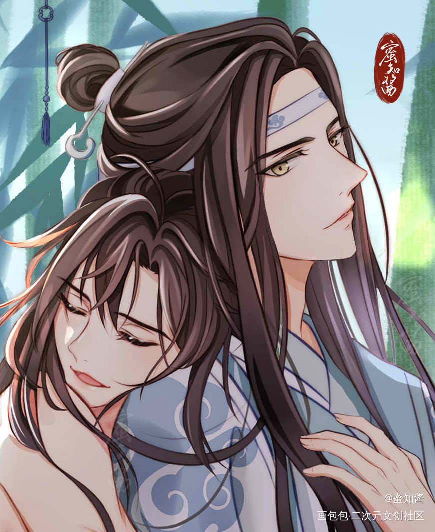 魔道忘羡新年包饺子贺图蜜知酱绘_魔道祖师忘羡忘羡蓝忘机魏无羡魏无羡蓝忘机平涂日系我要上首推插画同人绘画作品