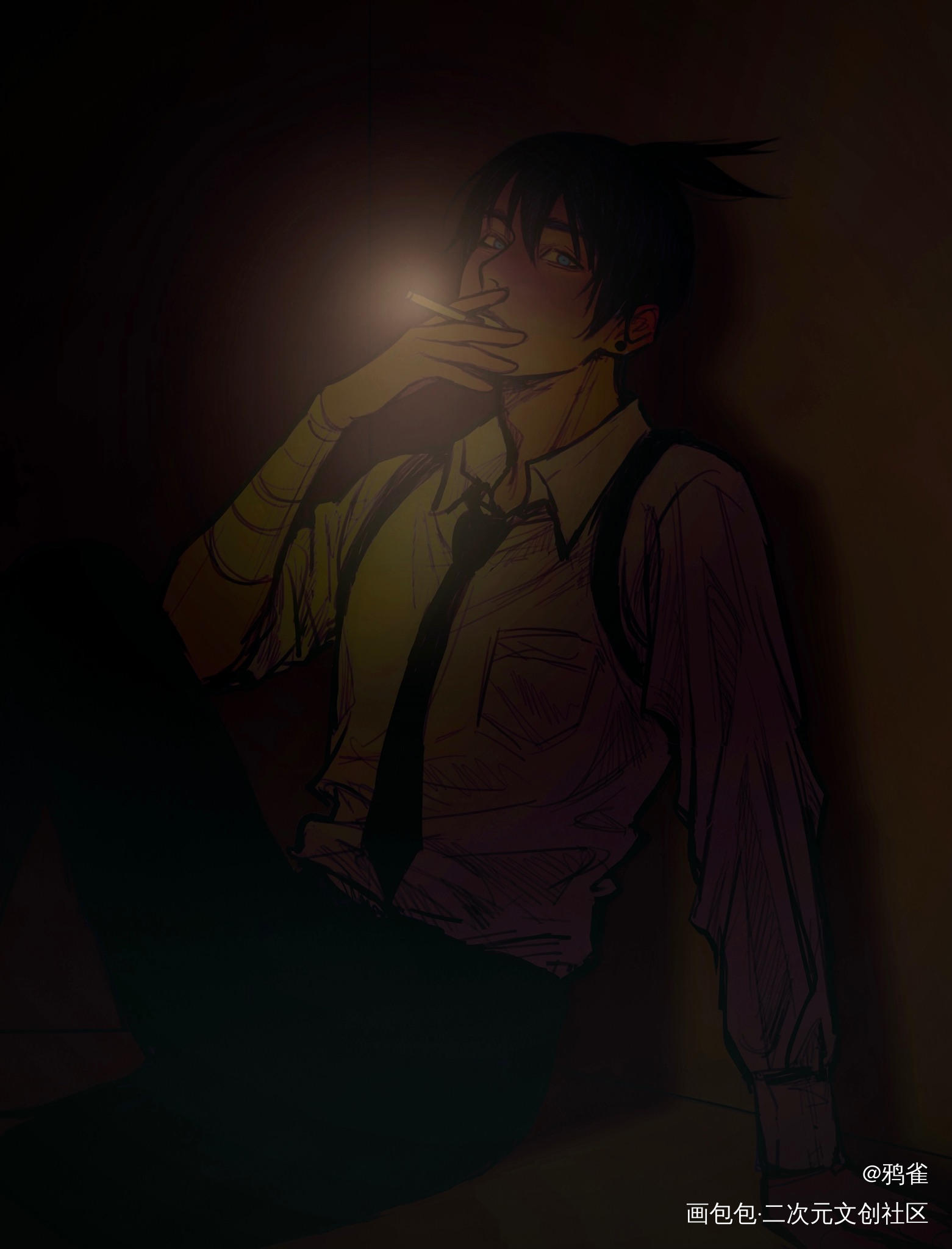秋_电锯人早川秋绘画作品