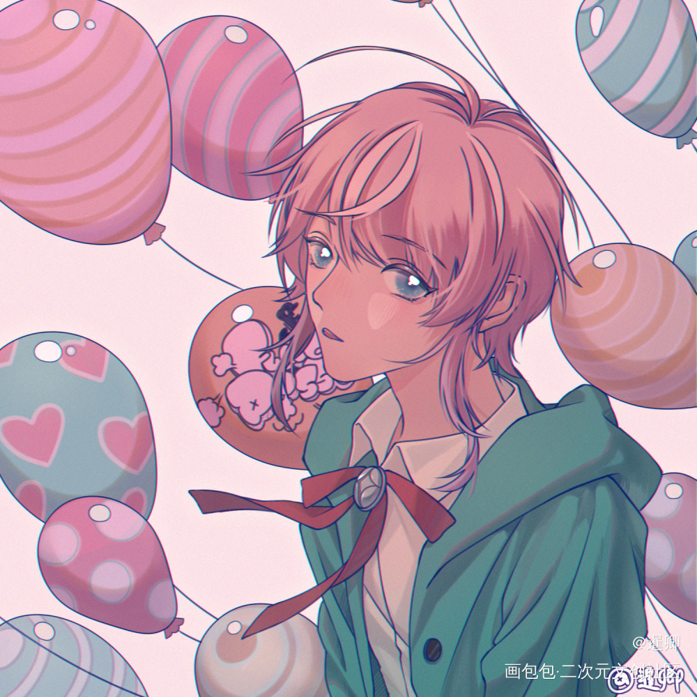 #饴村乱数0214生日快乐#_催眠麦克风饴村乱数平涂同人绘画作品