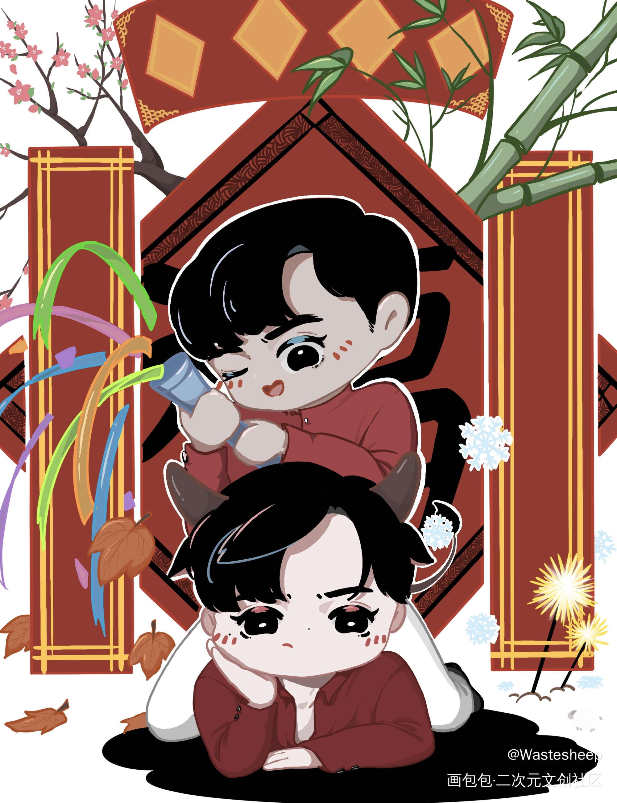 新年快乐！_林阳Tay郑明心NewwieeTayNewTayNew绘画作品
