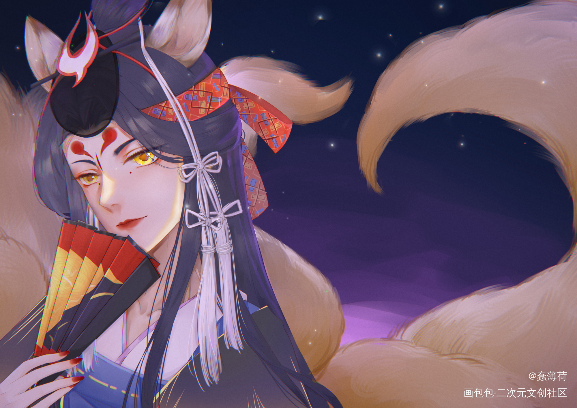 来了！！填了一下之前的坑_阴阳师玉藻前平涂同人绘画作品