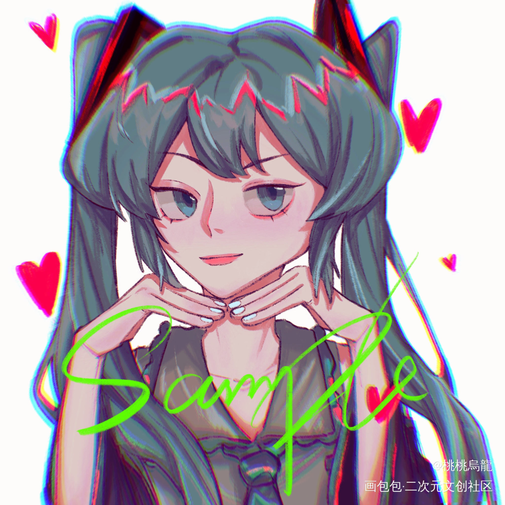 MIKU_初音未来初音未来平涂日系同人绘画作品