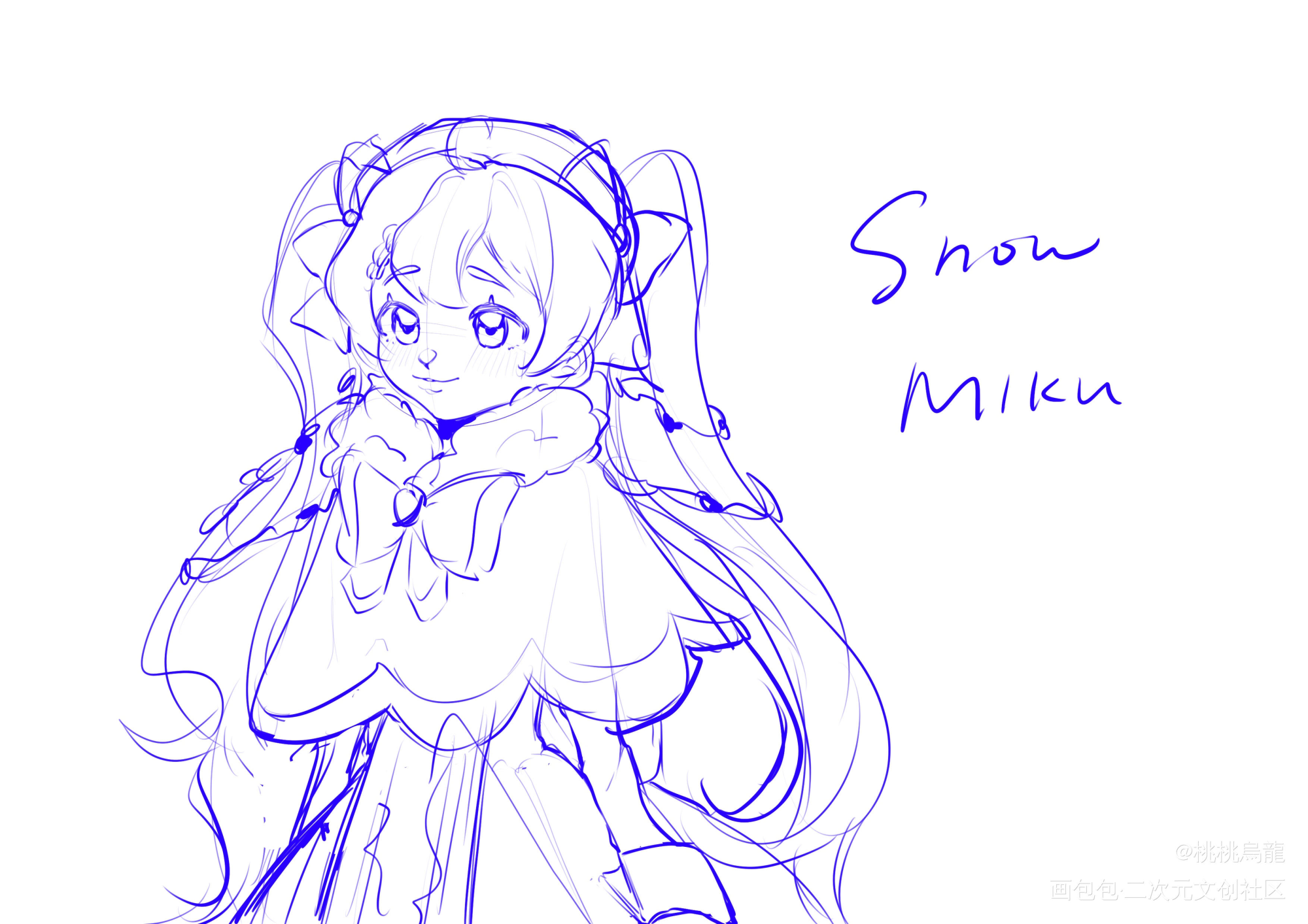 MIKU_初音未来初音未来平涂日系同人绘画作品