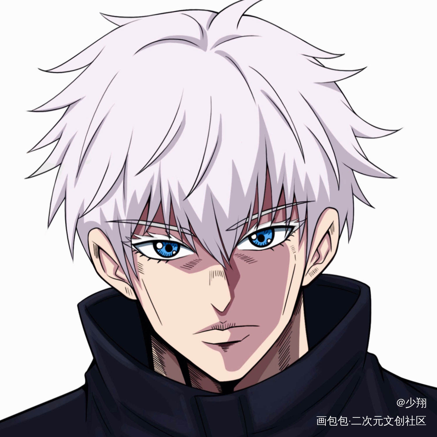 _咒术回战五条悟平涂日系Q版头像插画同人表情包绘画作品
