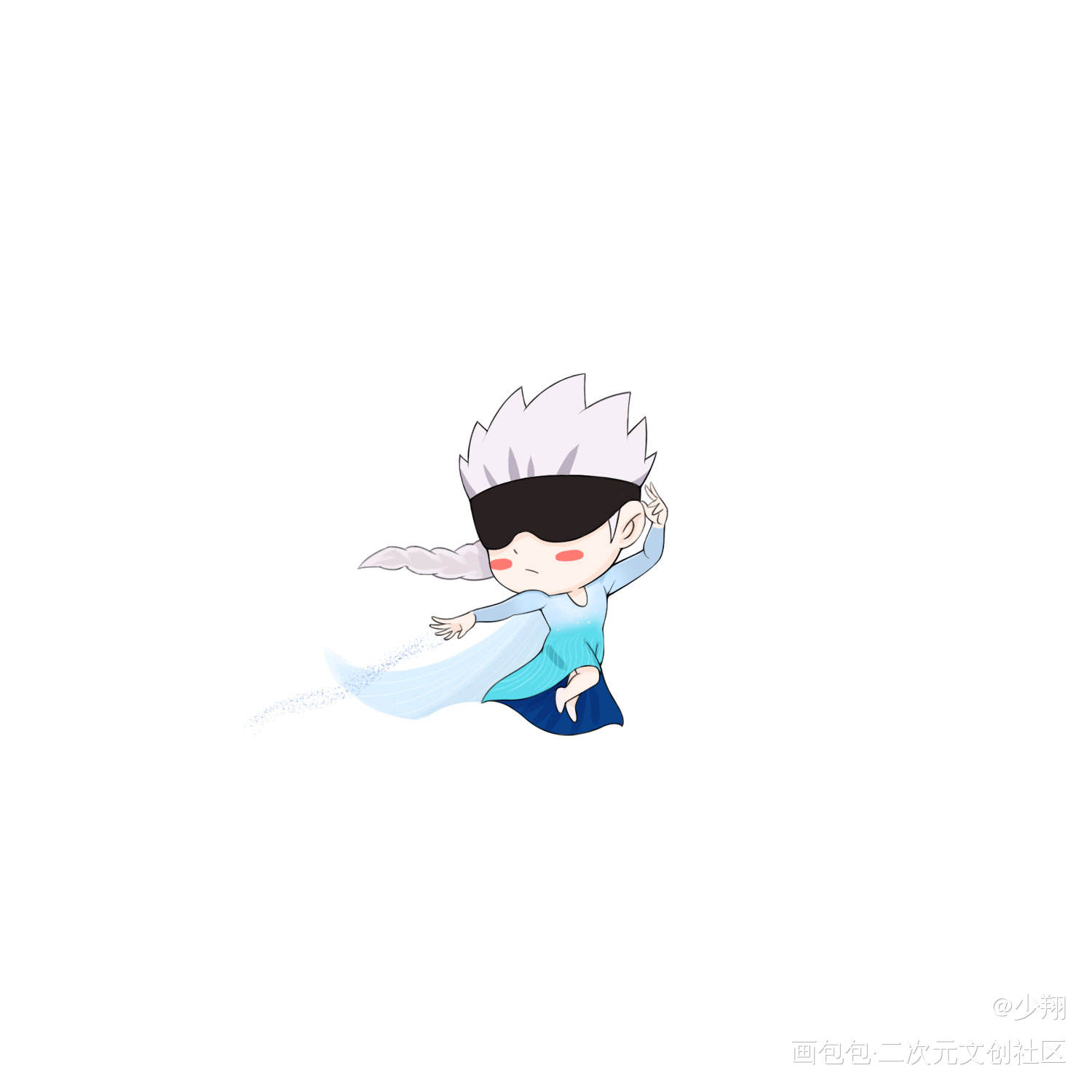 _咒术回战五条悟平涂日系Q版头像插画同人表情包绘画作品