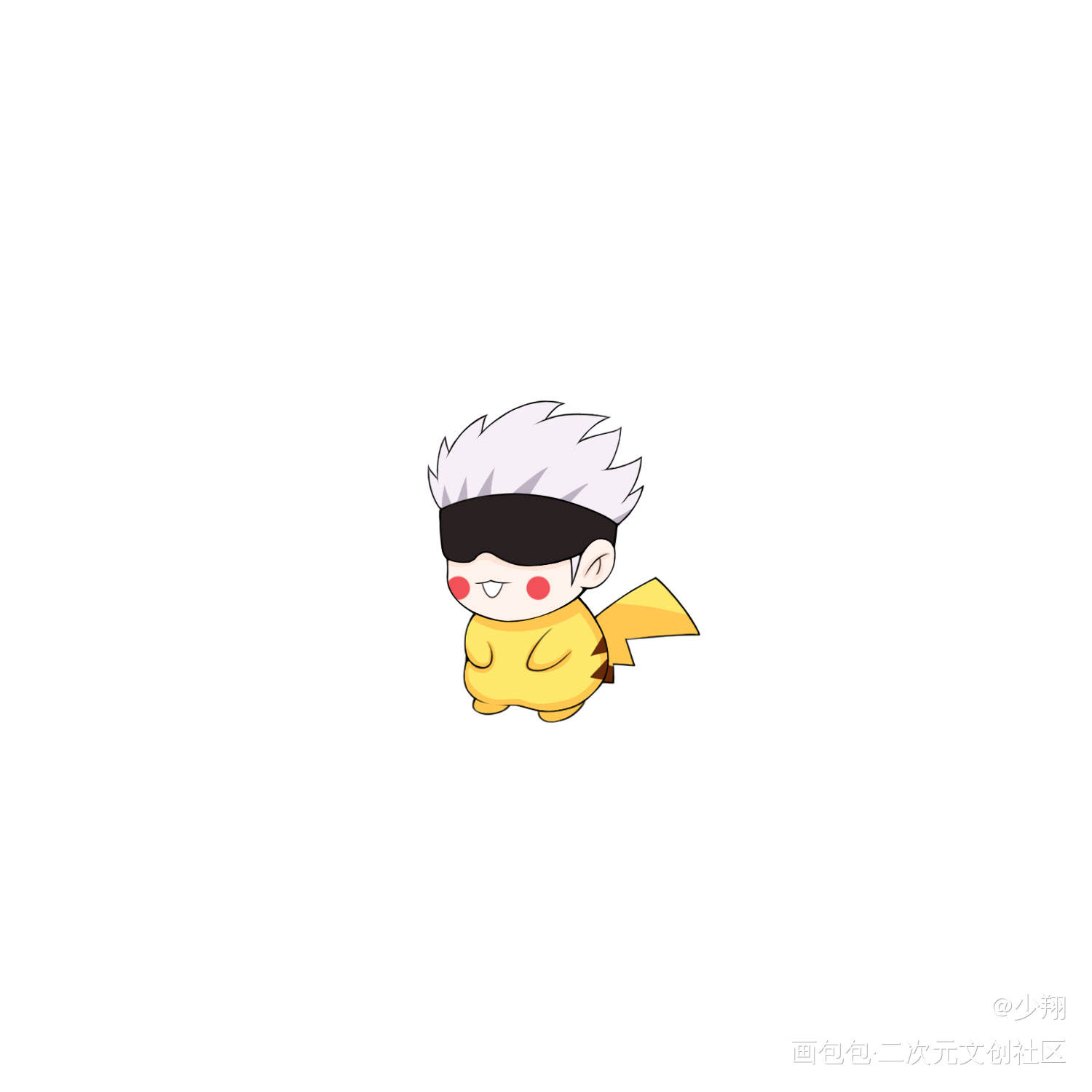 _咒术回战五条悟平涂日系Q版头像插画同人表情包绘画作品