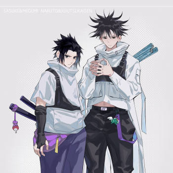 宝藏男孩x2_咒术回战火影忍者伏黑惠宇智波佐助同人绘画作品