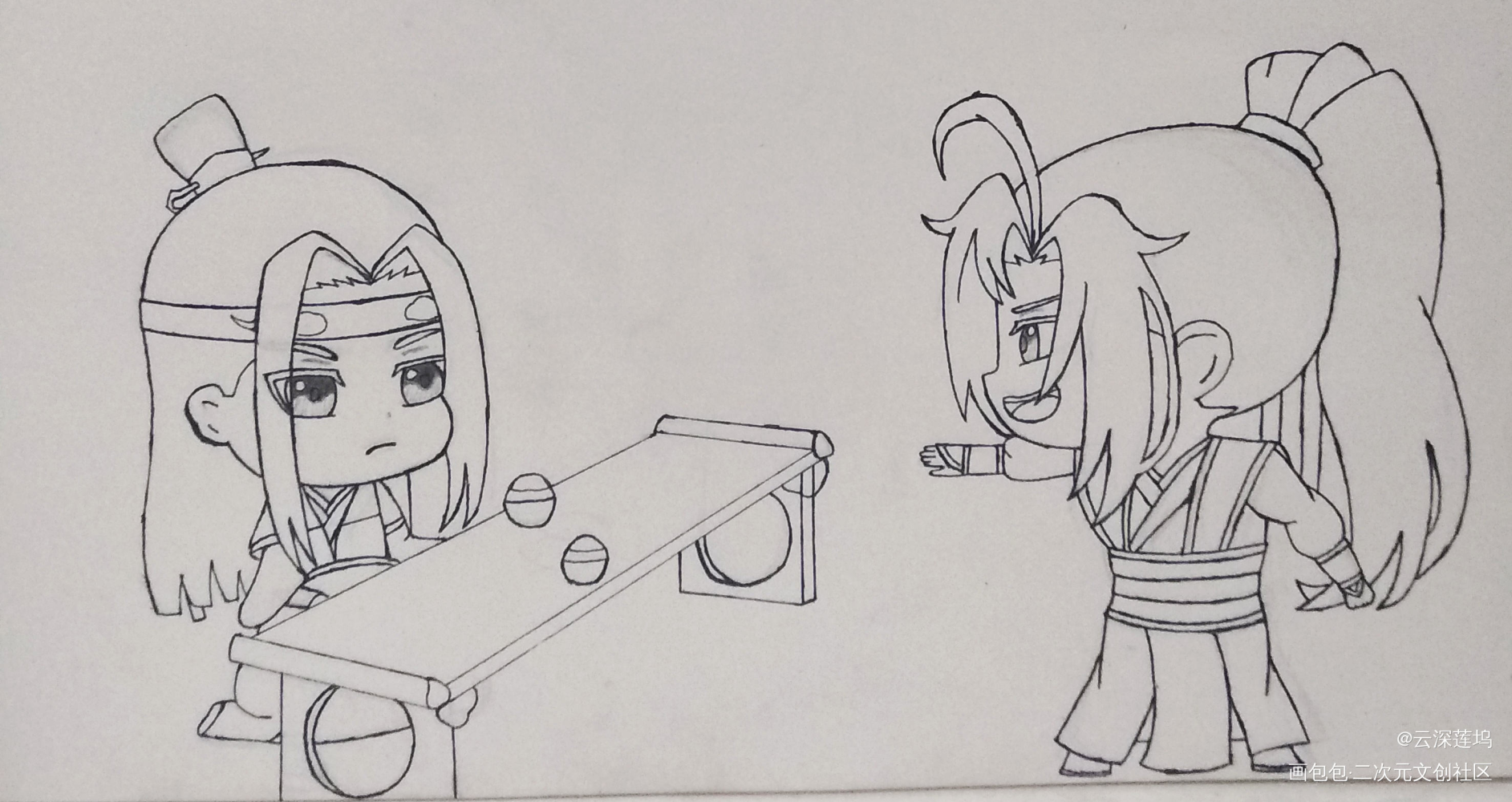 _魔道祖师忘羡蓝忘机魏无羡Q版截图临摹绘画作品