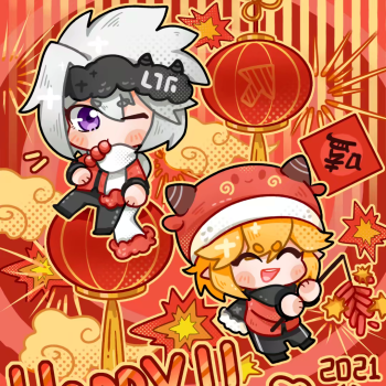 传传_凹凸世界瑞金金格瑞平涂q版头像插画同人绘画作品