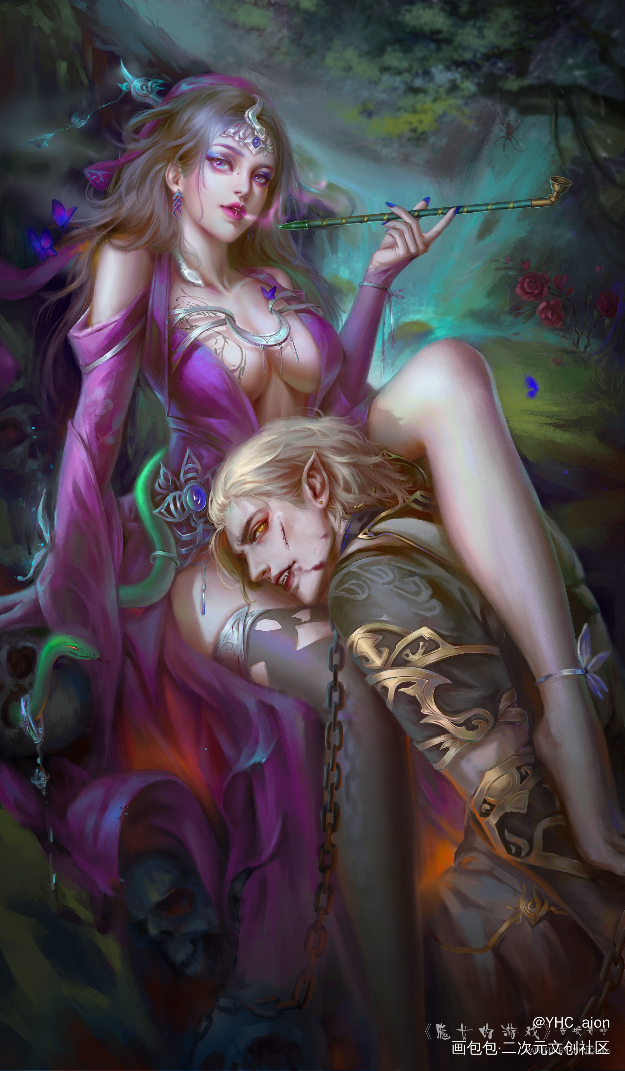 剑网三同人插画_剑网3毒姐喵哥厚涂插画同人绘画作品