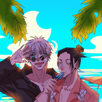 "过来玩啊小理子,愣着干什么"_咒术回战夏五夏油杰五条悟同人绘画作品