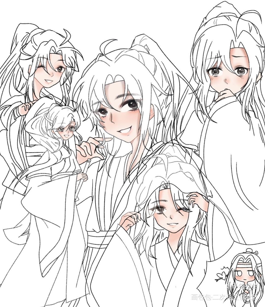 忘羡037_魔道祖师忘羡蓝忘机魏无羡Q版同人绘画作品