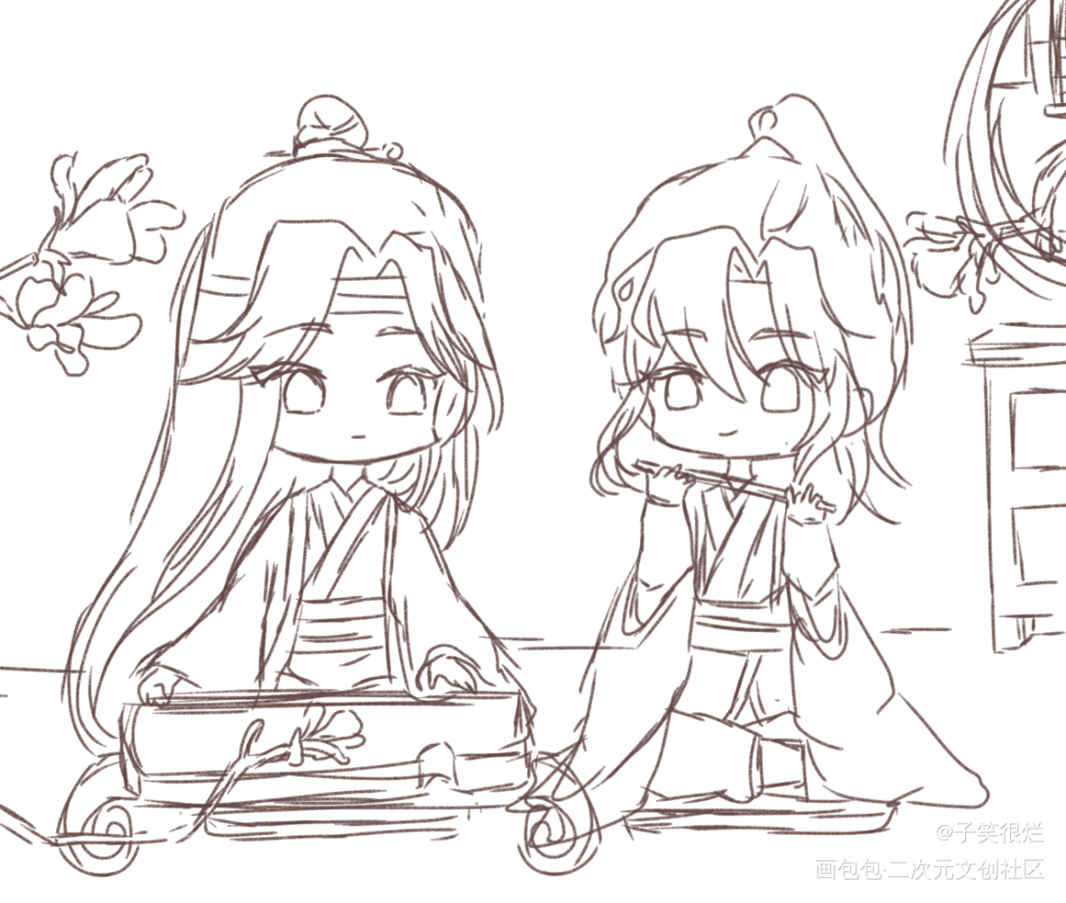 忘羡037_魔道祖师忘羡蓝忘机魏无羡Q版同人绘画作品