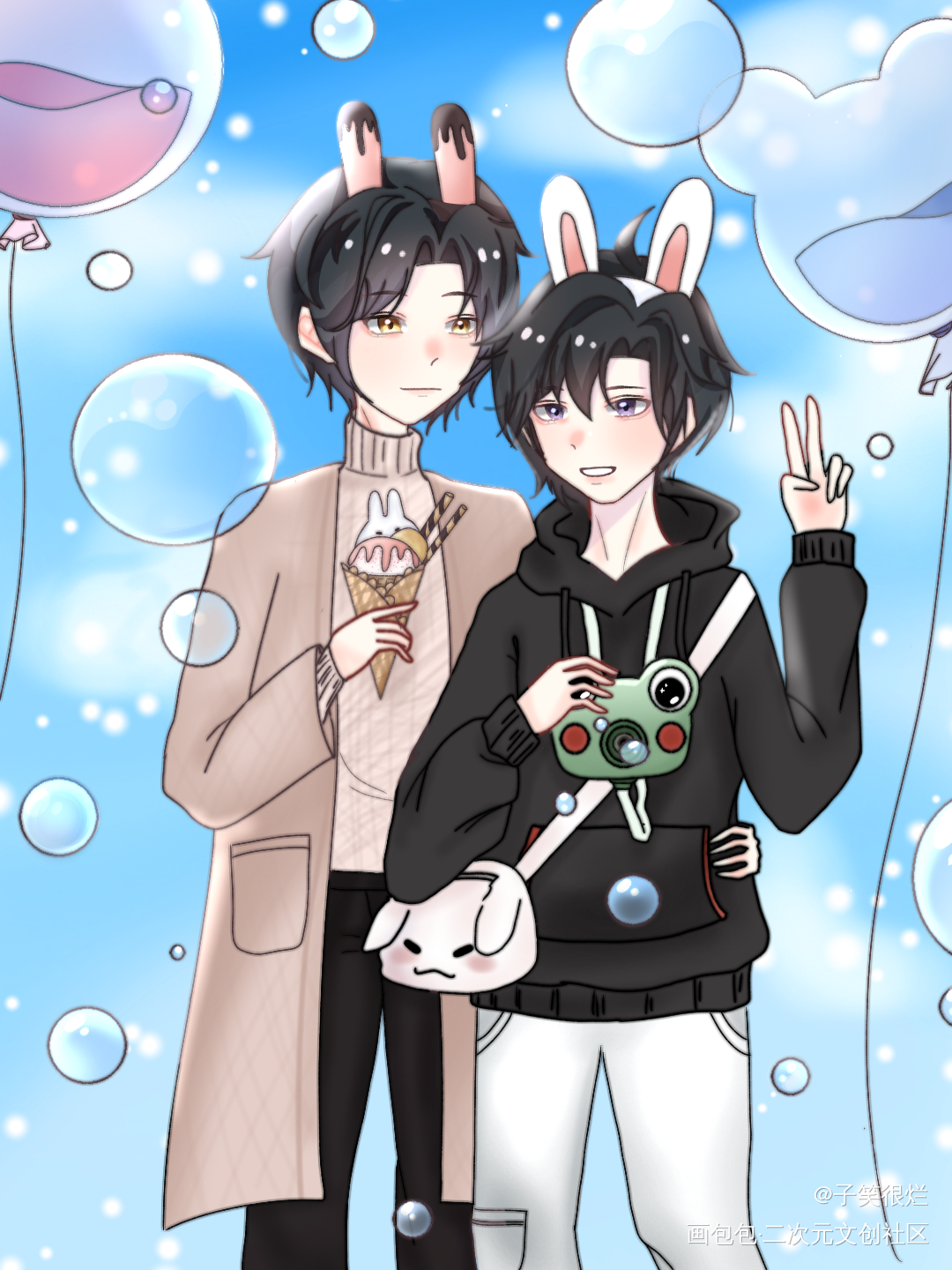 忘羡039_魔道祖师忘羡魏无羡蓝忘机Q版同人绘画作品