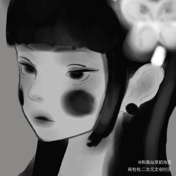 摸鱼[参考bgd]_厚涂日系我要上首推头像和风茶奈oc绘画作品