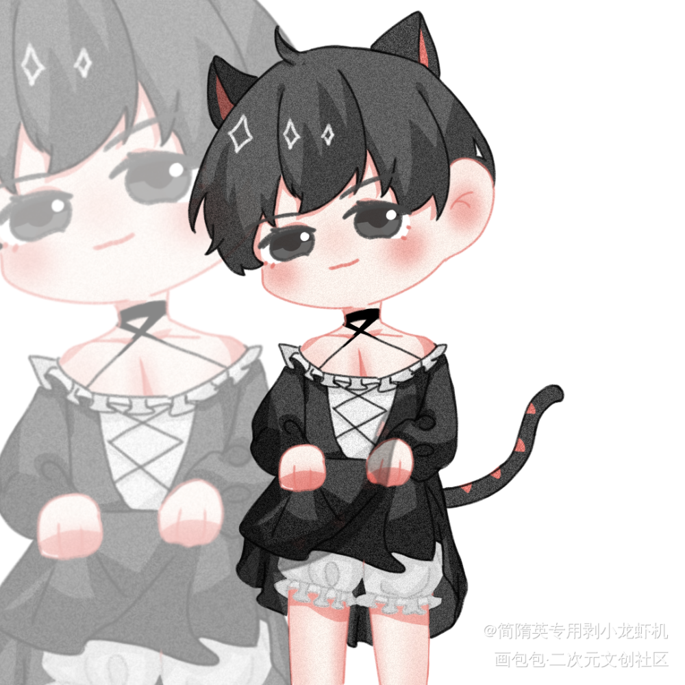 黑猫小女仆_188男团李玉绘画作品