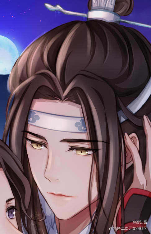 忘羡元宵节贺图小预告-蜜知酱_魔道祖师忘羡蓝忘机魏无羡蓝忘机平涂日系我要上首推插画同人绘画作品