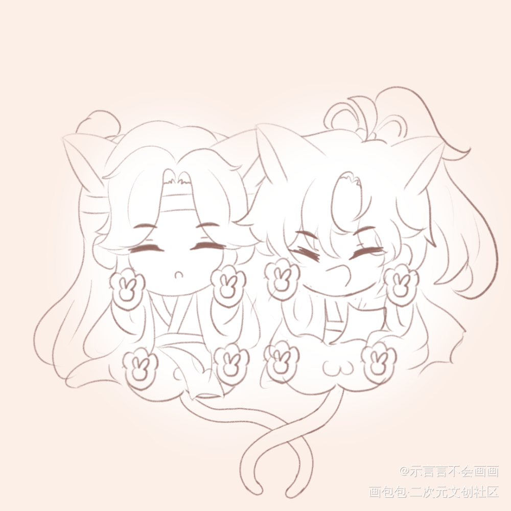 猫猫忘羡_魔道祖师忘羡蓝忘机魏无羡Q版同人绘画作品