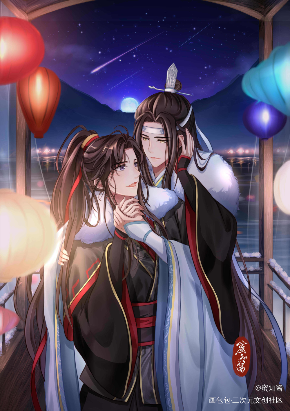 _魔道祖师忘羡蓝忘机魏无羡平涂日系我要上首推插画同人绘画作品