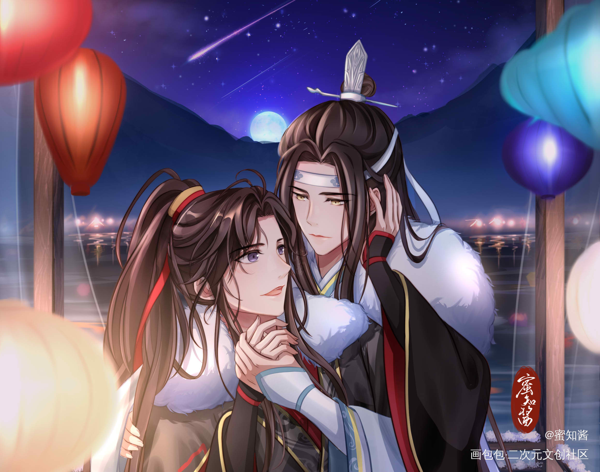 _魔道祖师忘羡蓝忘机魏无羡平涂日系我要上首推插画同人绘画作品