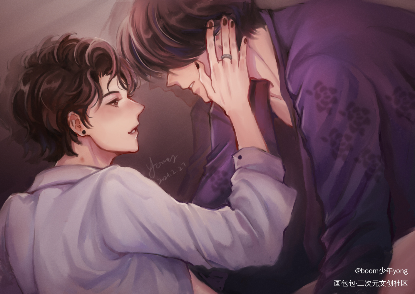 stay with me_平涂摸鱼原创oc绘画作品