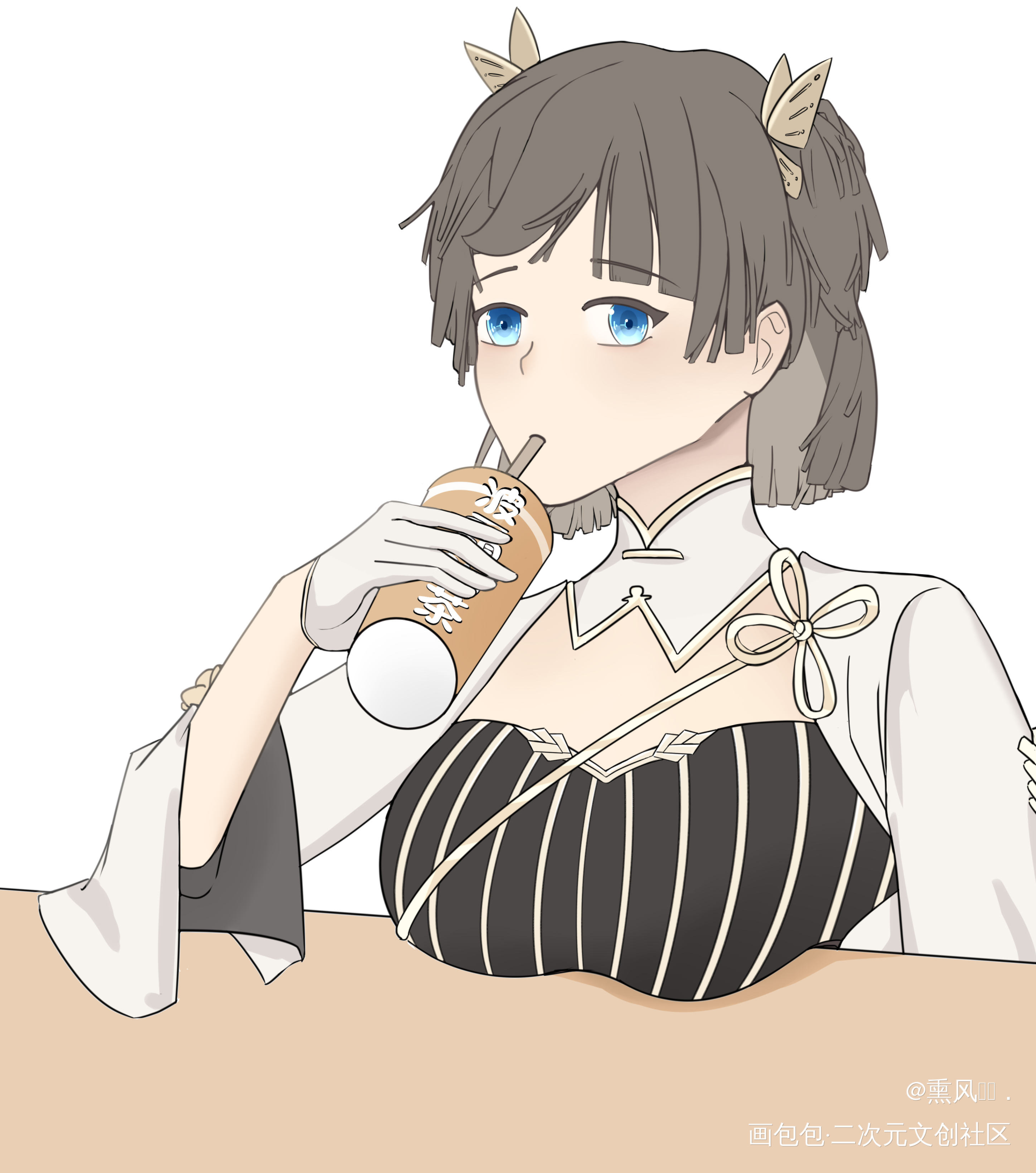 喝奶茶_食物语空桑少主平涂绘画作品