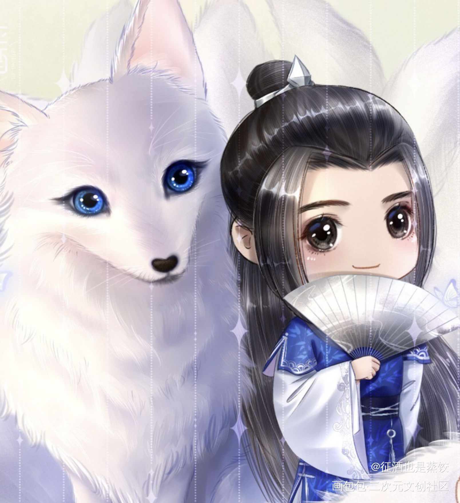 给一个写文太太画的书封~_古风日系Q版我要上首推插画原创壁纸原创绘画作品