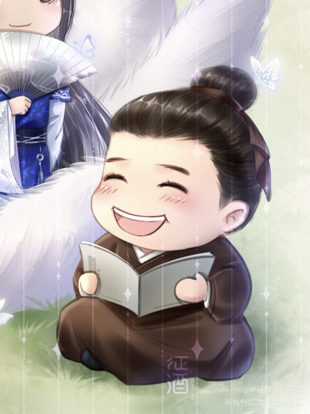 给一个写文太太画的书封~_古风日系Q版我要上首推插画原创壁纸原创绘画作品