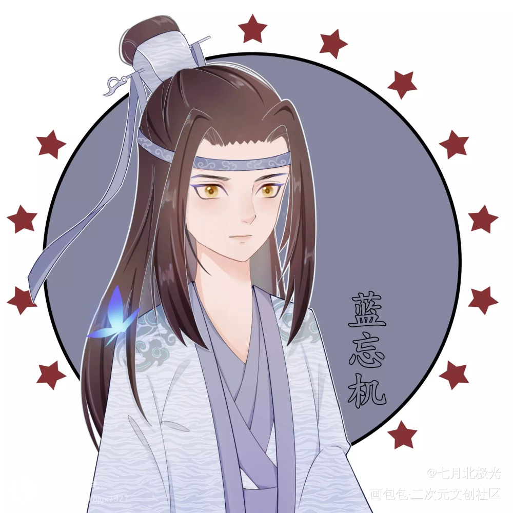 去年的忘羡情头_魔道祖师忘羡蓝忘机平涂日系Q版头像同人魔道祖师Q版忘羡cp绘画作品