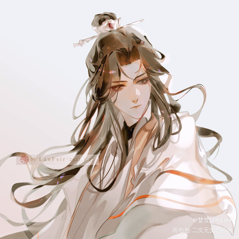 一张晚宁的半身_二哈和他的白猫师尊燃晚墨燃楚晚宁平涂绘画作品